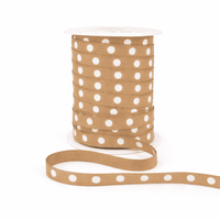 3/8 Inch Grosgrain White Center Dot Ribbon with Woven Edge – BD10 – NATURAL