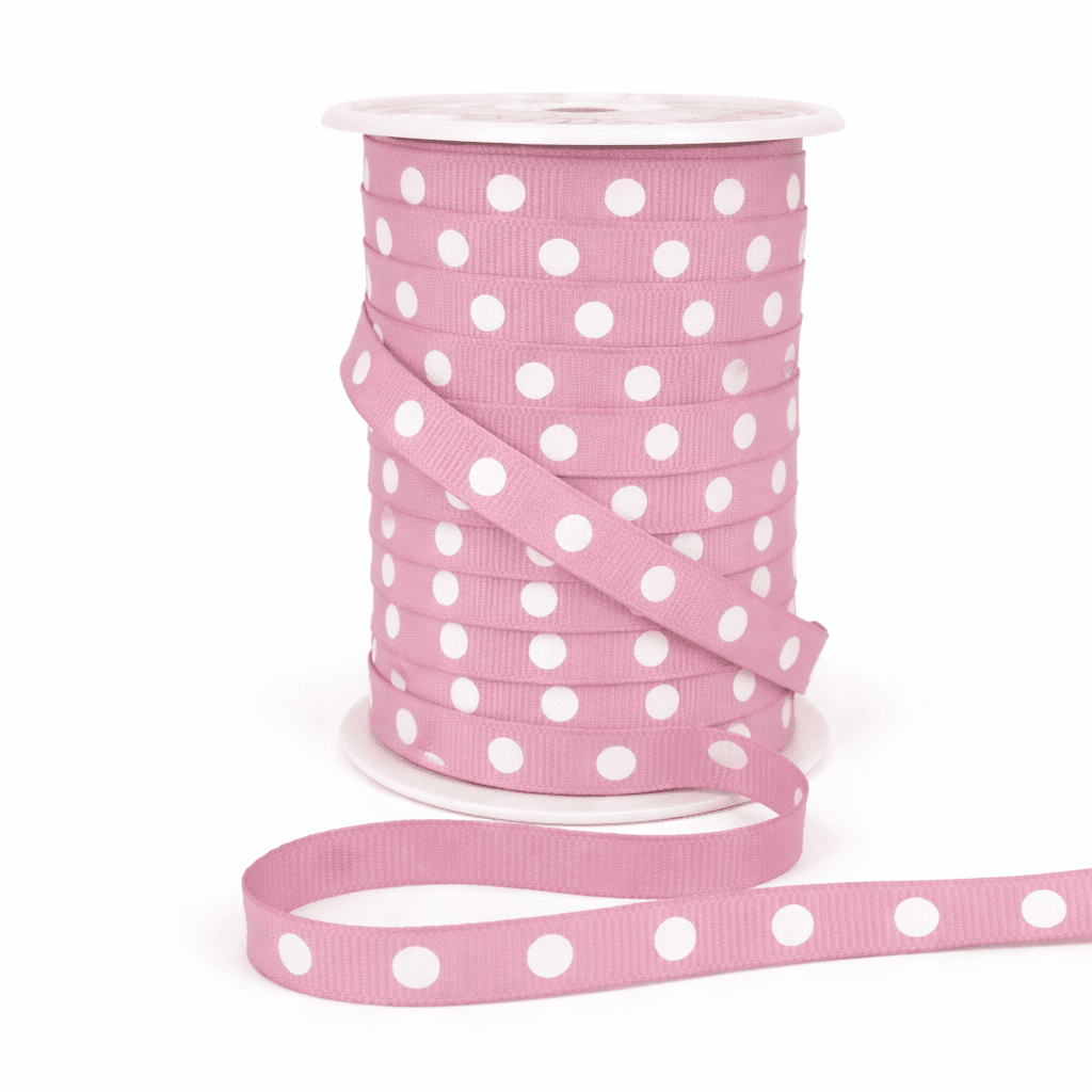 3/8 Inch Grosgrain White Center Dot Ribbon with Woven Edge – BD19 – MAUVE