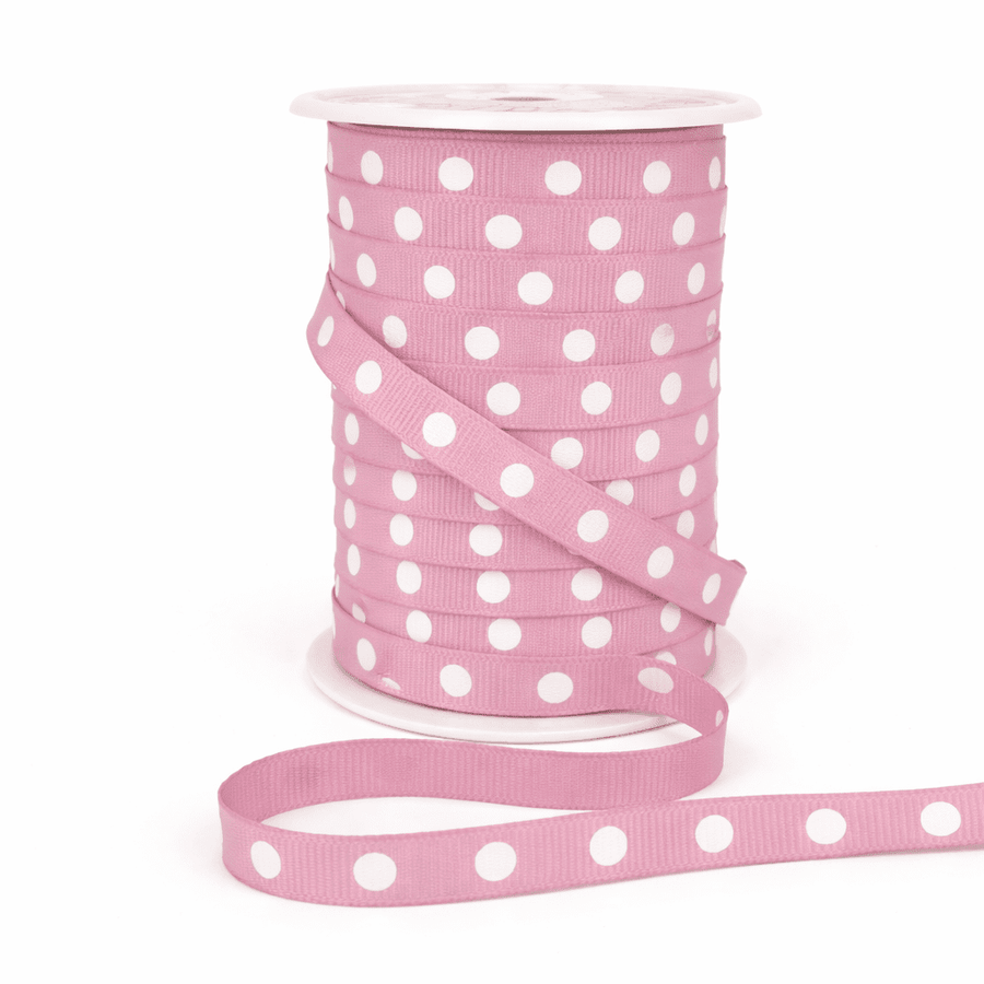 3/8 Inch Grosgrain White Center Dot Ribbon with Woven Edge – BD19 – MAUVE