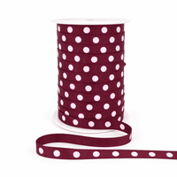 3/8 Inch Grosgrain White Center Dot Ribbon with Woven Edge – BD25 – MARSALA