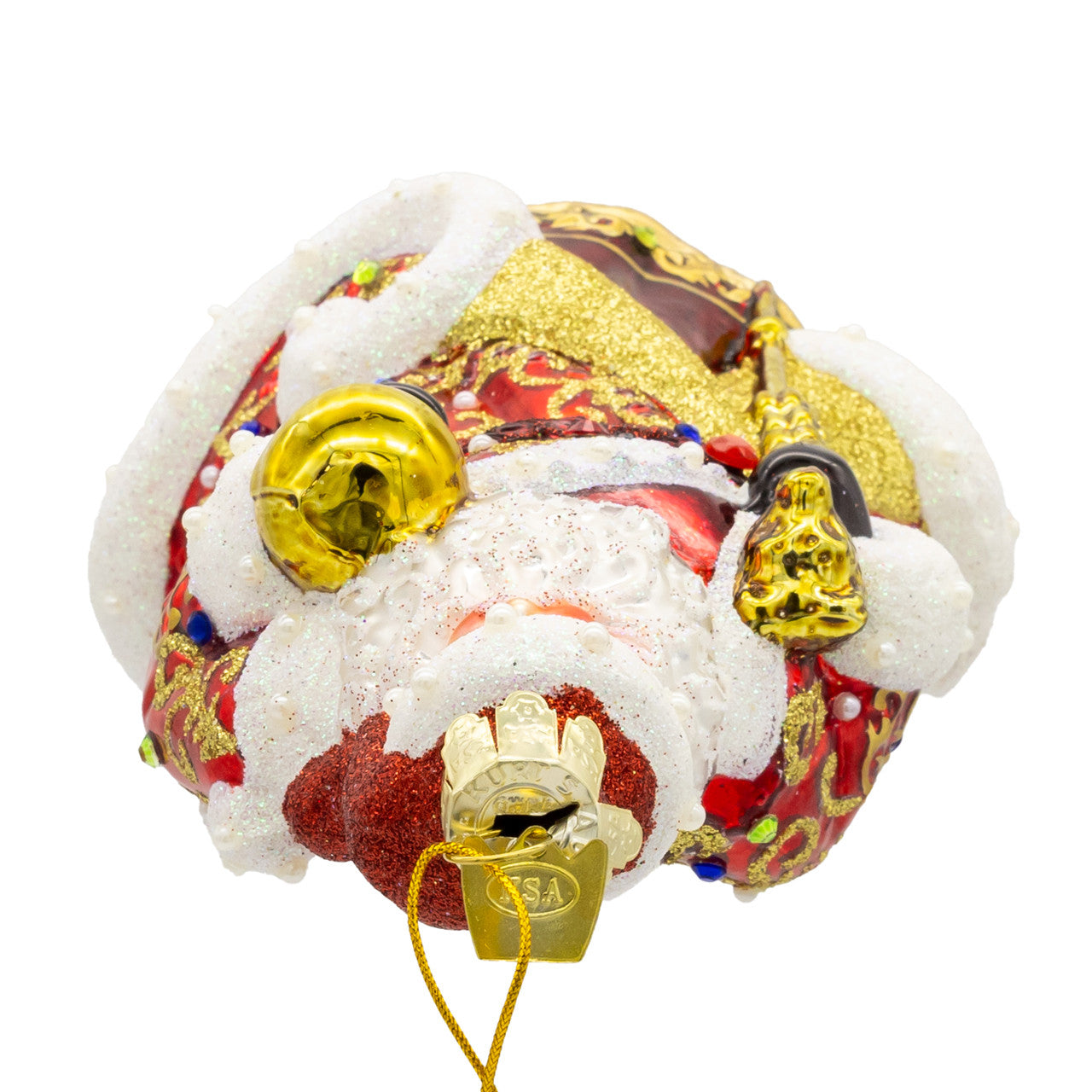 Bellissimo Glass Red & Gold Santa Ornament