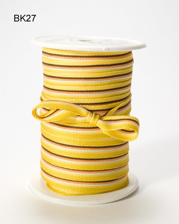 3/8 Inch Grosgrain Striped Ribbon – BK27 – YELLOW/ORANGE/BLACK