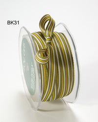 3/8 Inch Grosgrain Striped Ribbon – BK31 – GRAY/OLIVE/GREEN