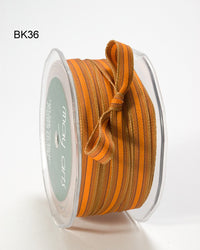 3/8 Inch Grosgrain Striped Ribbon – BK36 – BROWN/ORANGE/ANTIQUE GOLD