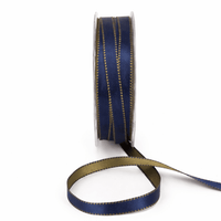 3/8 Inch Two-Color Reversible Satin with Woven Stitched Edge – BM-8-03 – OLIVE GREEN/NAVY BLUE