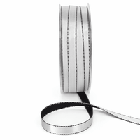 3/8 Inch Two-Color Reversible Satin with Woven Stitched Edge – BM-8-10 – BLACK/SILVER