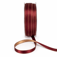 3/8 Inch Two-Color Reversible Satin with Woven Stitched Edge – BM-8-33 – BROWN/ANTIQUE GOLD