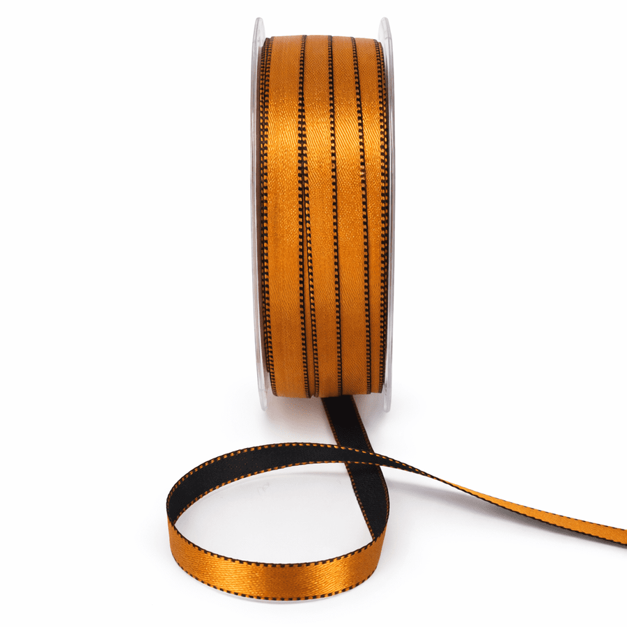 3/8 Inch Two-Color Reversible Satin with Woven Stitched Edge – BM-8-36 – ORANGE/BLACK