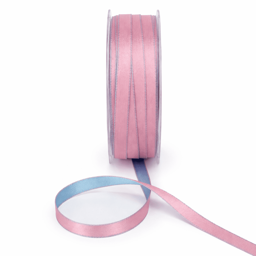 3/8 Inch Two-Color Reversible Satin with Woven Stitched Edge – BM-8-90 – LIGHT BLUE/PINK
