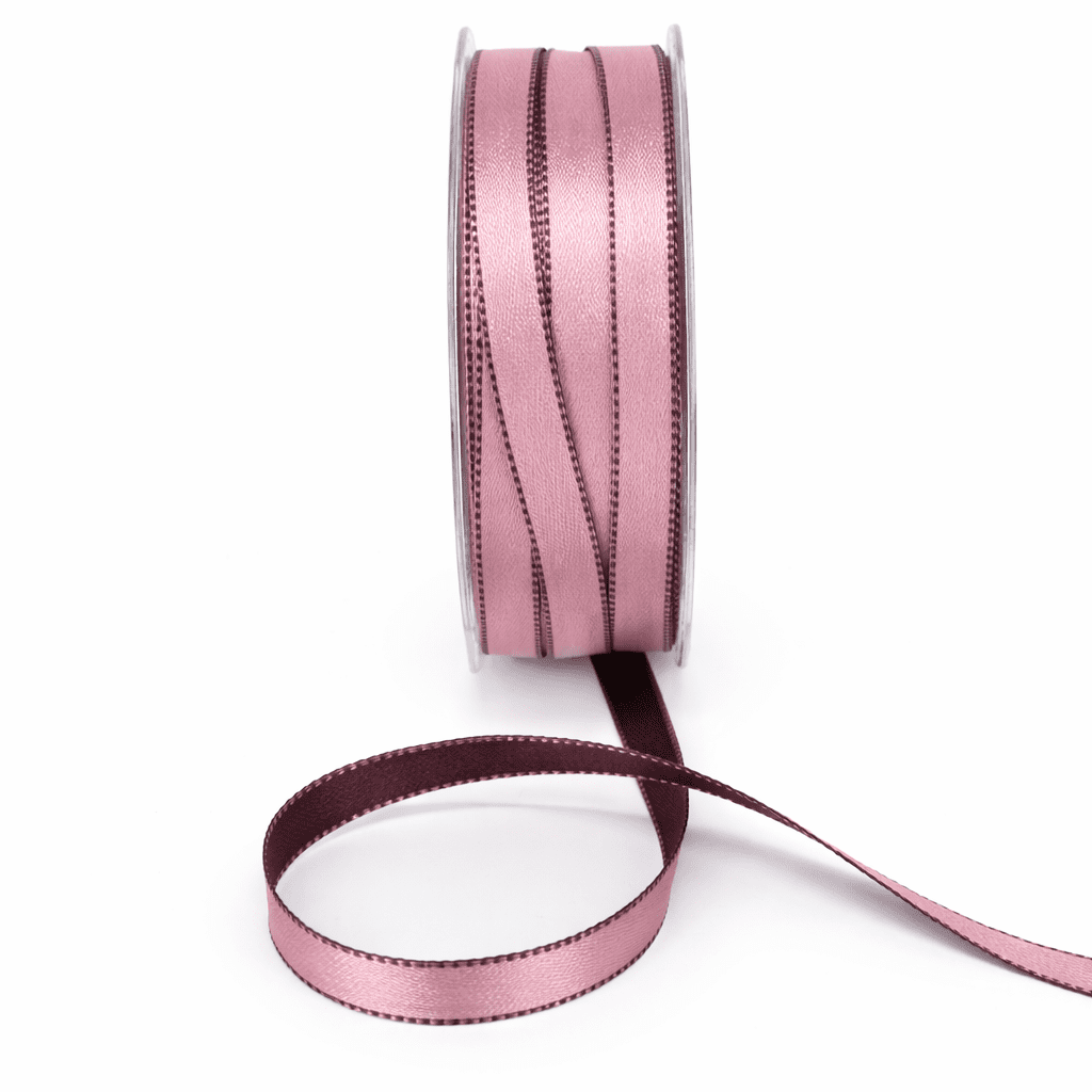 3/8 Inch Two-Color Reversible Satin with Woven Stitched Edge – BM-8-93 – PINK/BROWN