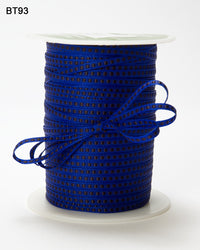 1/8 Inch Block Stitched Center Ribbon with Woven Edge – BT93 – ROYAL BLUE/BLACK STITCH