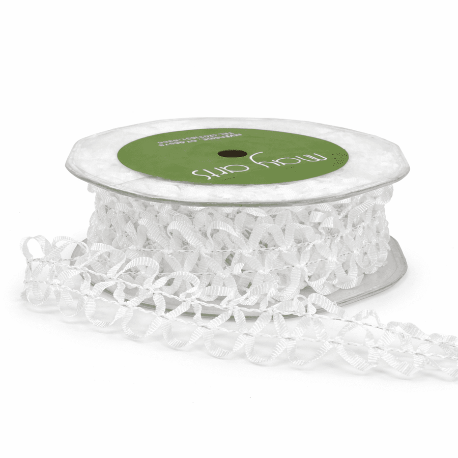 1 Inch Loose Braid Wired Ribbon – BW01 – WHITE