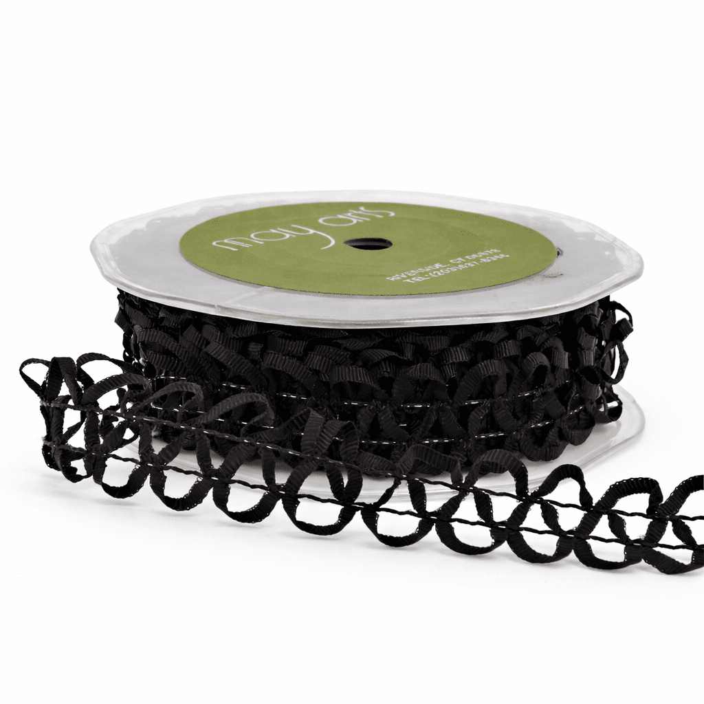 1 Inch Loose Braid Wired Ribbon – BW10 – BLACK