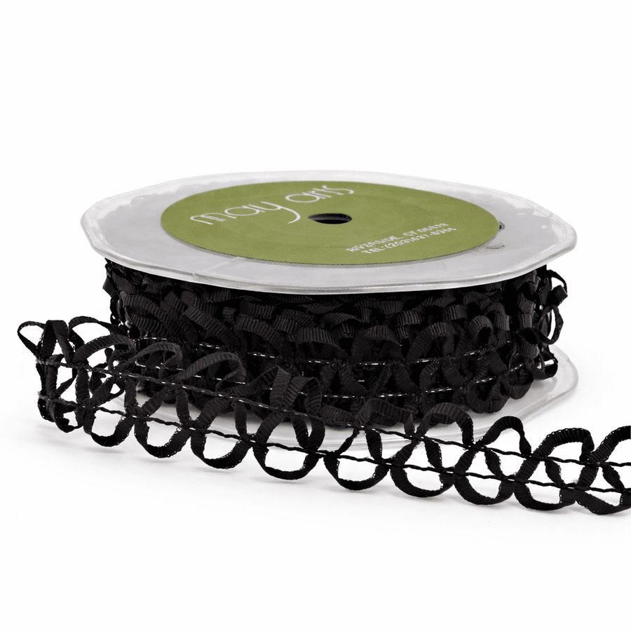 1 Inch Loose Braid Wired Ribbon – BW10 – BLACK
