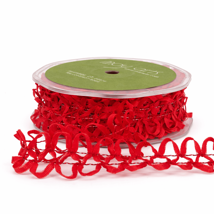 1 Inch Loose Braid Wired Ribbon – BW14 – RED