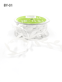 3/4 Inch Classic Leaves Ribbon with Sealed Cut Edge – BY01 – WHITE