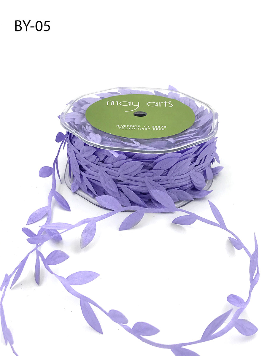 3/4 Inch Classic Leaves Ribbon with Sealed Cut Edge – BY05 – LAVENDER