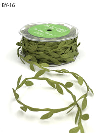 3/4 Inch Classic Leaves Ribbon with Sealed Cut Edge – BY16 – OLIVE