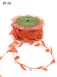 3/4 Inch Classic Leaves Ribbon with Sealed Cut Edge – BY28 – ORANGE