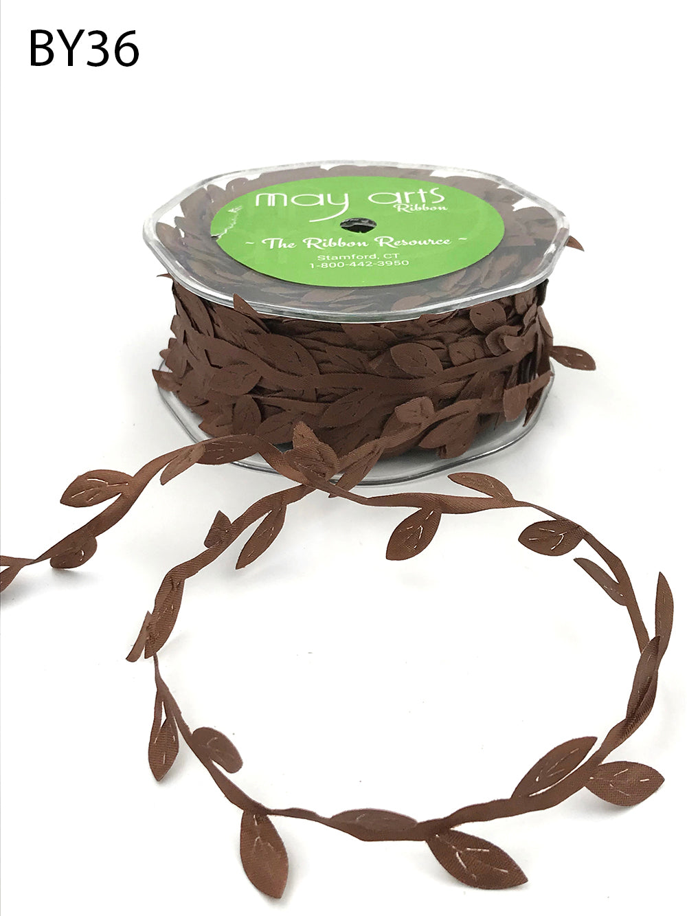 3/4 Inch Classic Leaves Ribbon with Sealed Cut Edge – BY36 – RUST