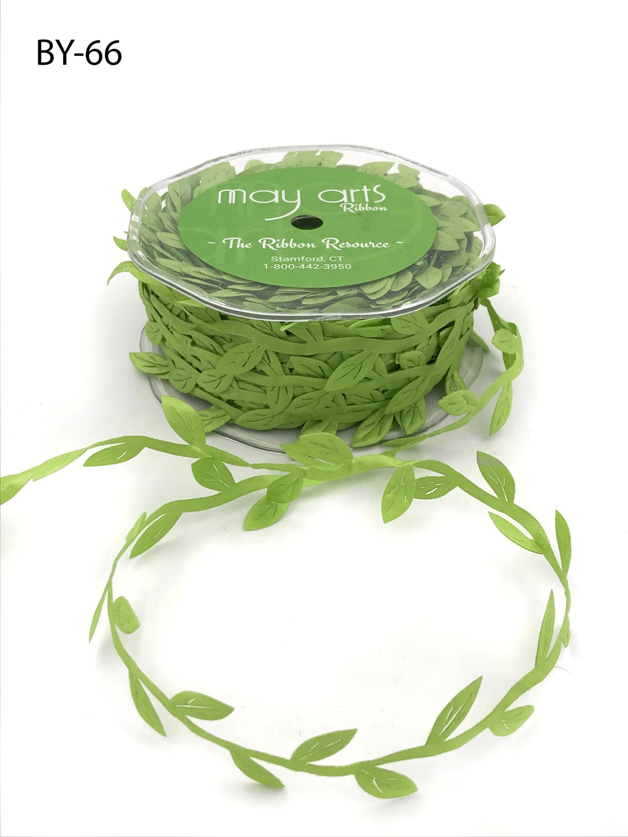3/4 Inch Classic Leaves Ribbon with Sealed Cut Edge – BY66 – PARROT GREEN