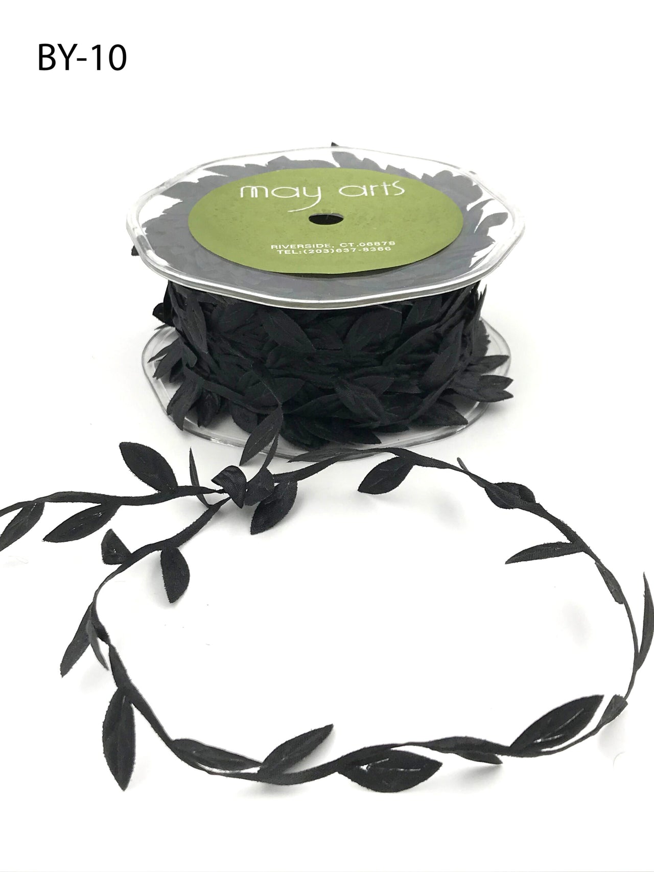 3/4 Inch Classic Leaves Ribbon with Sealed Cut Edge – BY10 – BLACK