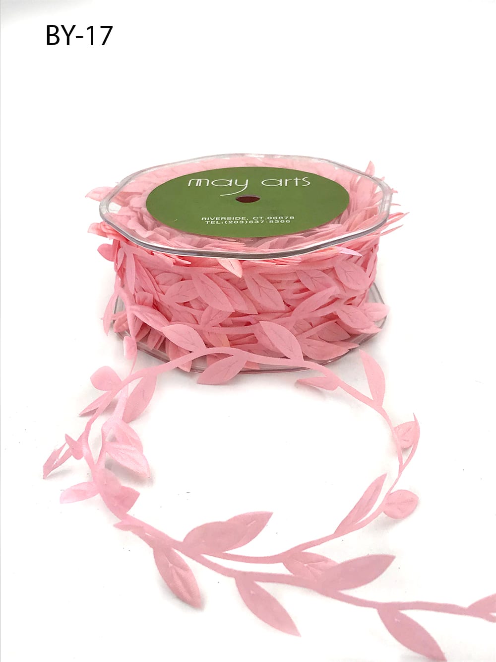 3/4 Inch Classic Leaves Ribbon with Sealed Cut Edge – BY17 – PINK