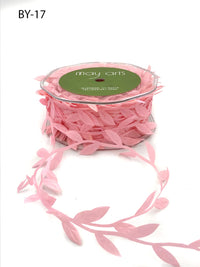 3/4 Inch Classic Leaves Ribbon with Sealed Cut Edge – BY17 – PINK