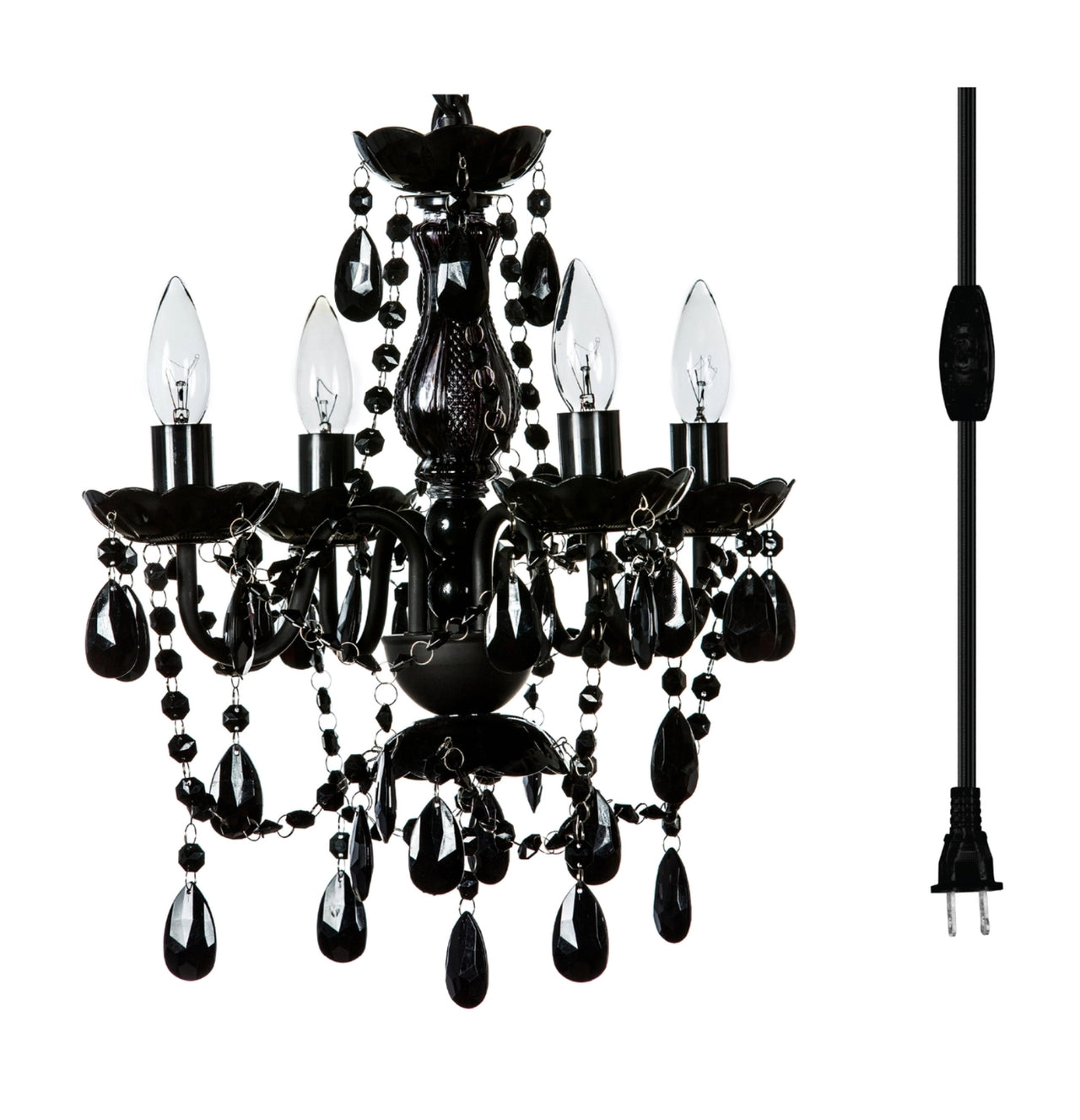 Parker 4 Light Crystal Black Chandelier