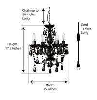 Parker 4 Light Crystal Black Chandelier