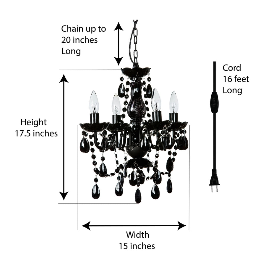 Parker 4 Light Crystal Black Chandelier