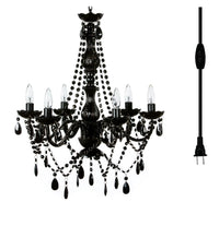 Gia 6 Light Crystal Black Chandelier