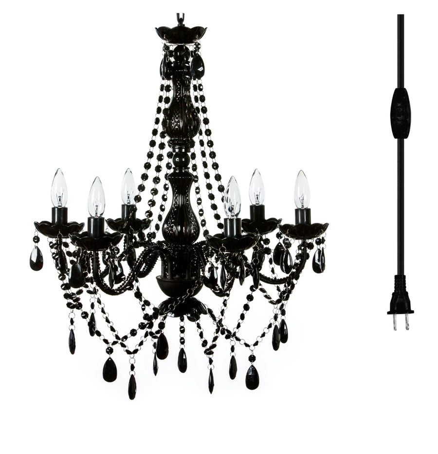 Gia 6 Light Crystal Black Chandelier