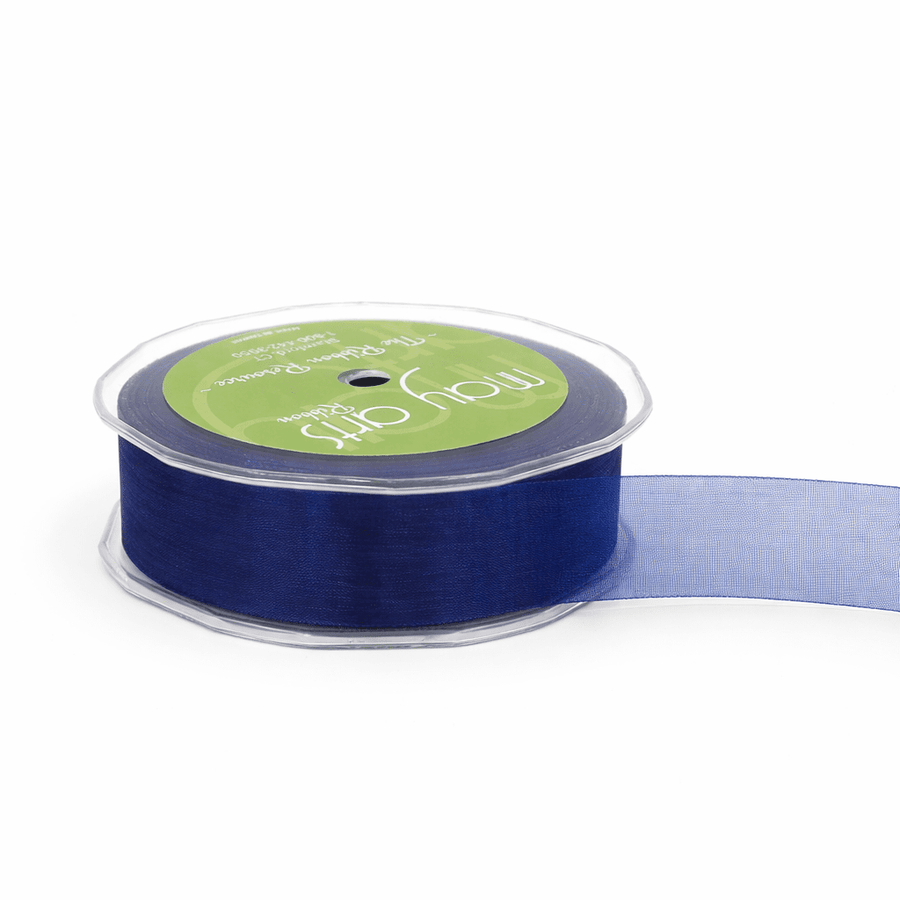 1 Inch Soft Shimmer Sheer Ribbon with Cut Edge – C-1-03 NAVY