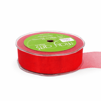 1 Inch Soft Shimmer Sheer Ribbon with Cut Edge – C-1-14 RED