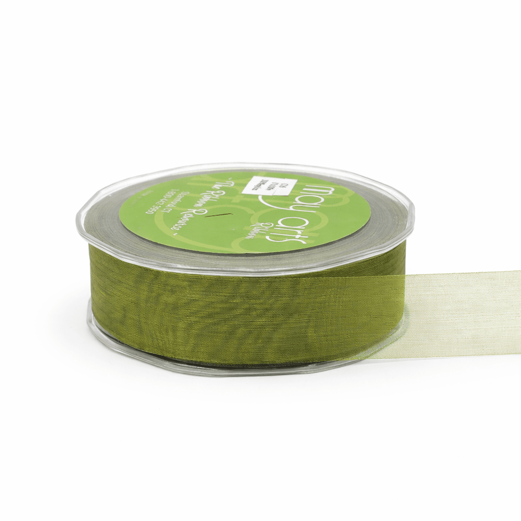 1 Inch Soft Shimmer Sheer Ribbon with Cut Edge – C-1-16 OLIVE