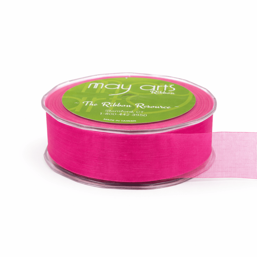 1 Inch Soft Shimmer Sheer Ribbon with Cut Edge – C-1-22 FUCHSIA