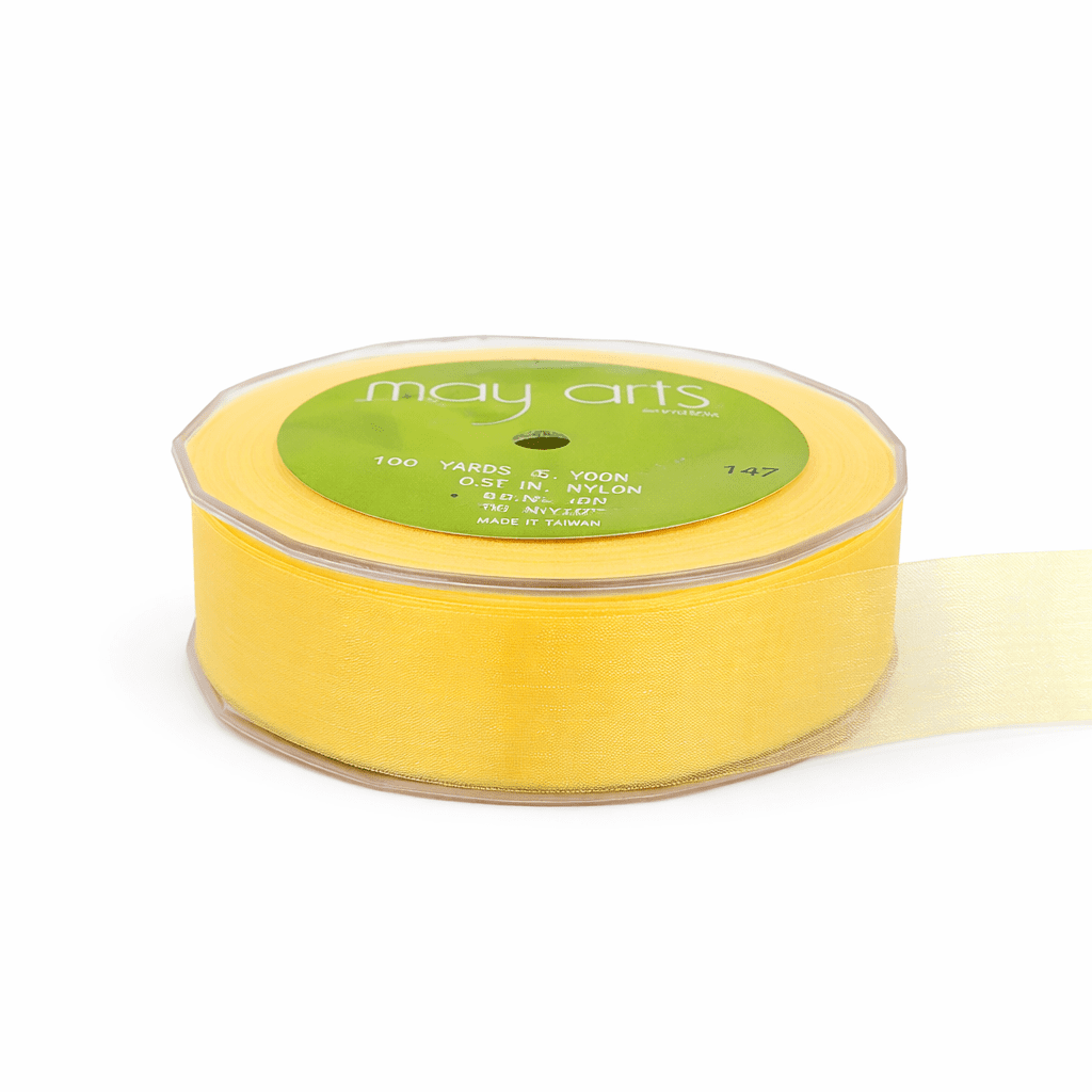 1 Inch Soft Shimmer Sheer Ribbon with Cut Edge – C-1-27 YELLOW
