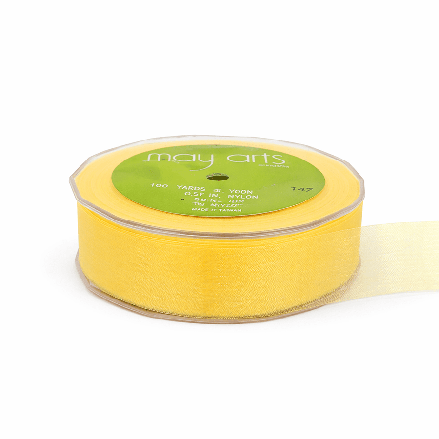 1 Inch Soft Shimmer Sheer Ribbon with Cut Edge – C-1-27 YELLOW