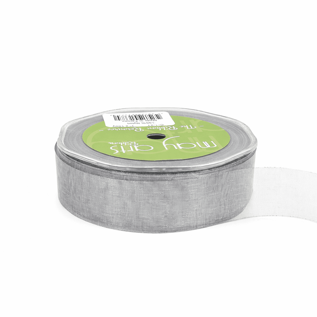 1 Inch Soft Shimmer Sheer Ribbon with Cut Edge – C-1-31 SILVER