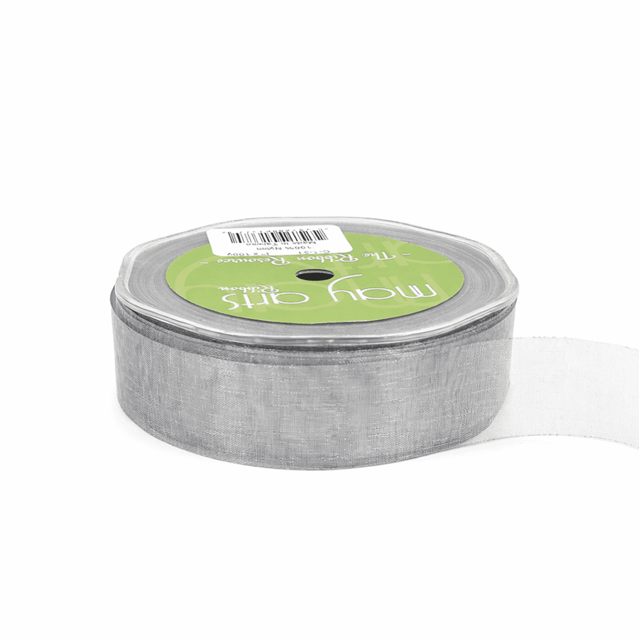 1 Inch Soft Shimmer Sheer Ribbon with Cut Edge – C-1-31 SILVER