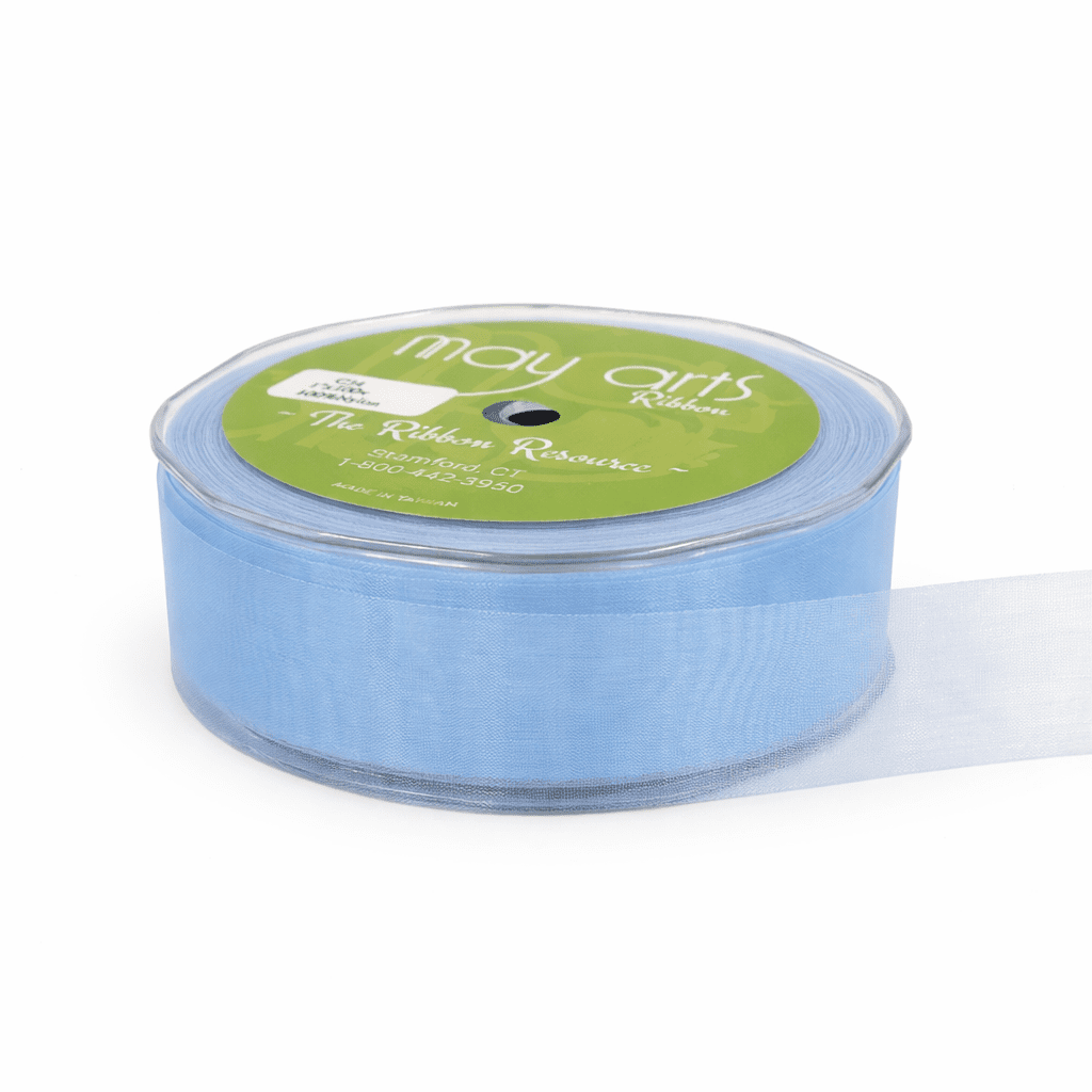 1 Inch Soft Shimmer Sheer Ribbon with Cut Edge – C-1-34 LIGHT BLUE