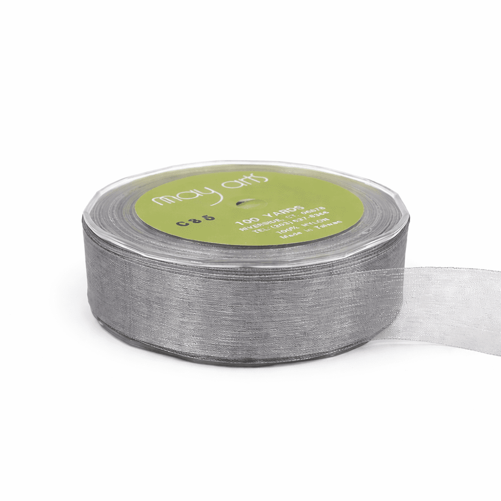 1 Inch Soft Shimmer Sheer Ribbon with Cut Edge – C-1-35 PEWTER