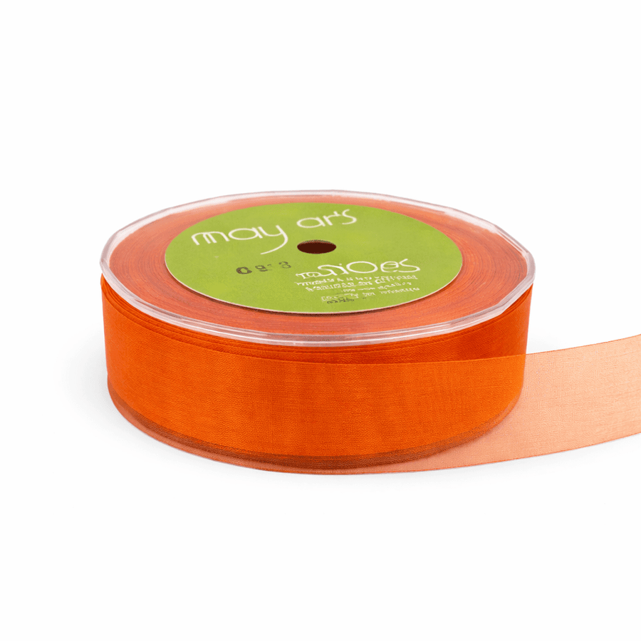 1 Inch Soft Shimmer Sheer Ribbon with Cut Edge – C-1-38 LIGHT ORANGE