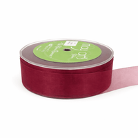 1 Inch Soft Shimmer Sheer Ribbon with Cut Edge – C-1-54 DARK RED