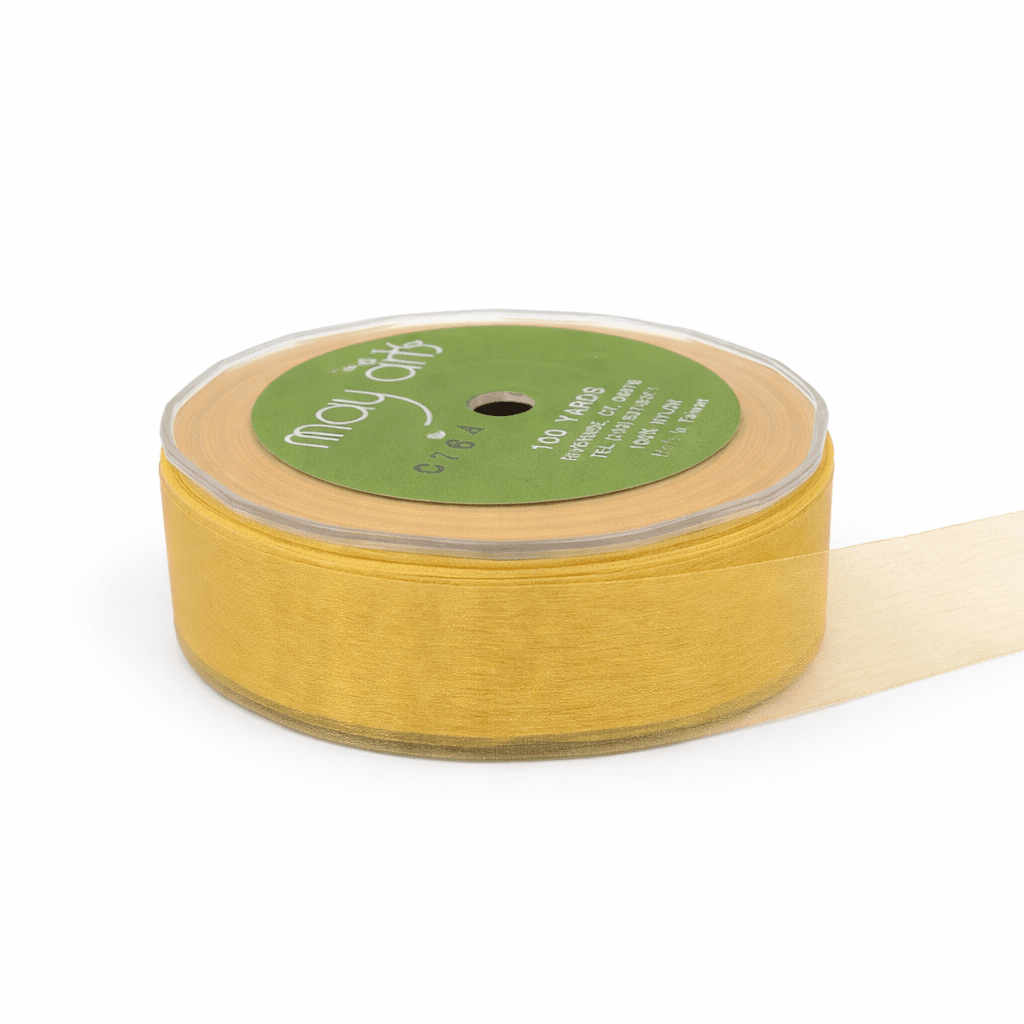 1 Inch Soft Shimmer Sheer Ribbon with Cut Edge – C-1-06 LIGHT BUTTERSCOTCH (C76A)