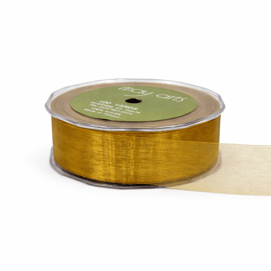 1 Inch Soft Shimmer Sheer Ribbon with Cut Edge – C-1-76 BUTTERSCOTCH
