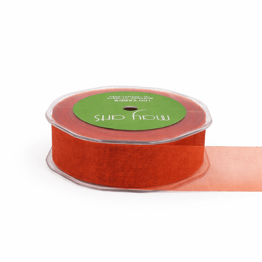 1 Inch Soft Shimmer Sheer Ribbon with Cut Edge – C-1-84 BITTERSWEET