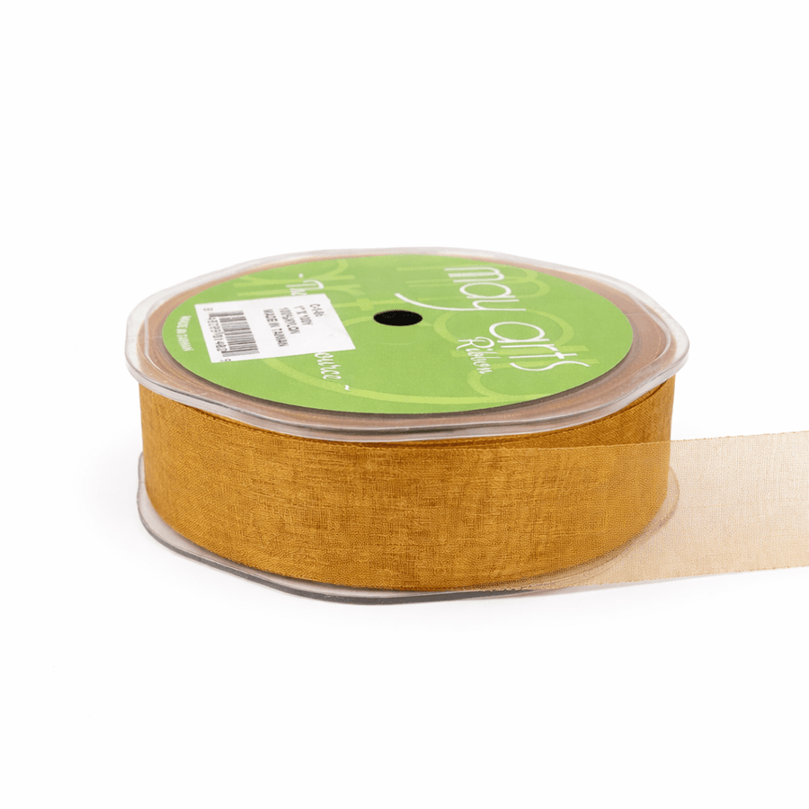 1 Inch Soft Shimmer Sheer Ribbon with Cut Edge – C-1-86 PUMPKIN