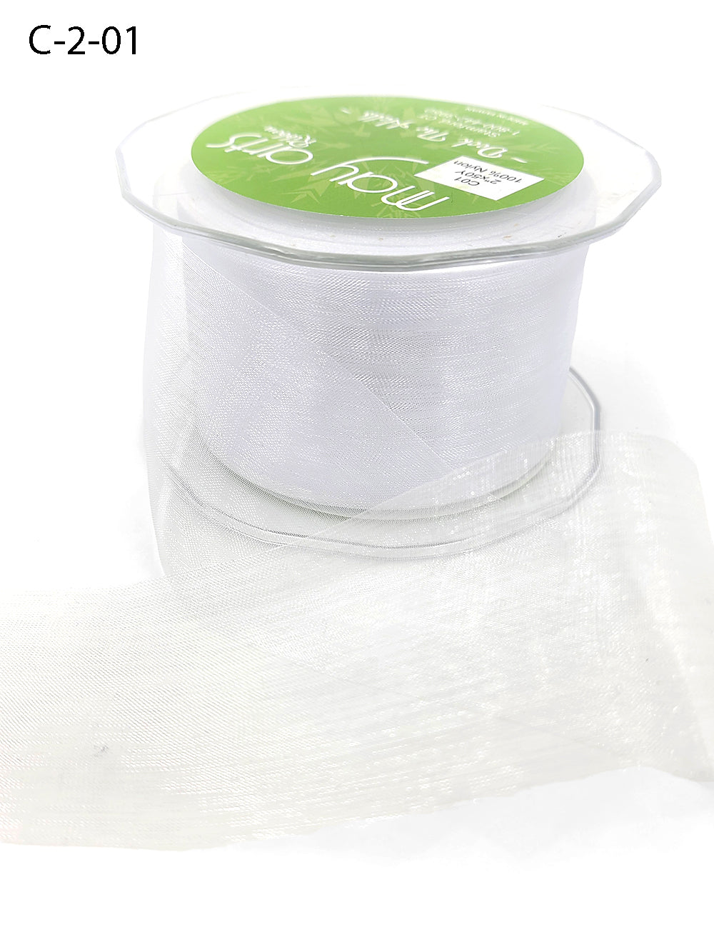 2 Inch Soft Shimmer Organza Ribbon – C-2-01 WHITE